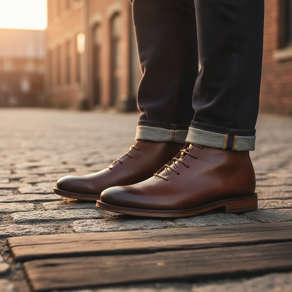 Axel | Men's Leather Lace Up Ankle Boots Brown