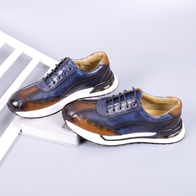 Axel | Men's Leather Sneakers Brown White Lace Up Casual