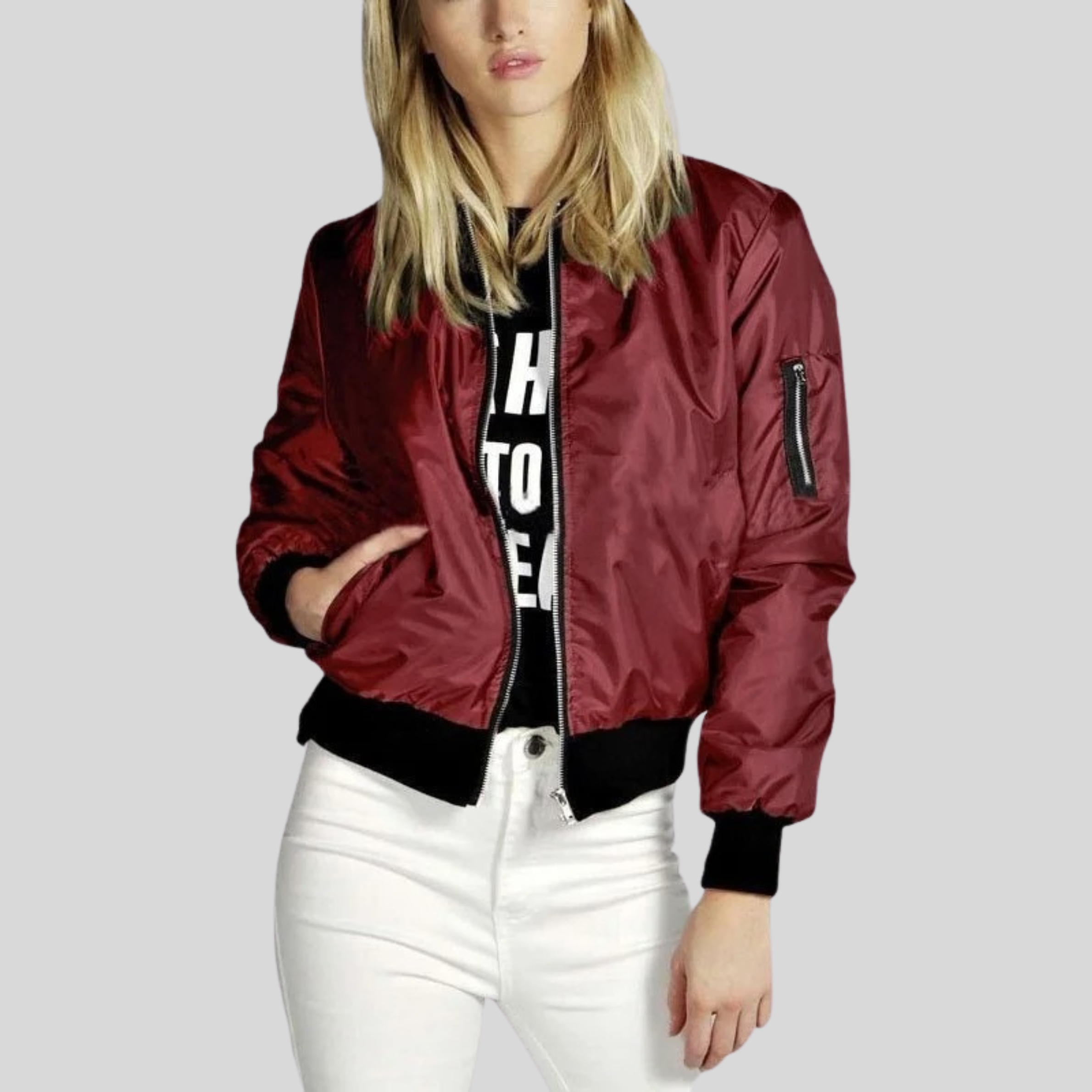 Dama Washington Arabelle women's long sleeve casual bomber jacket - view 2