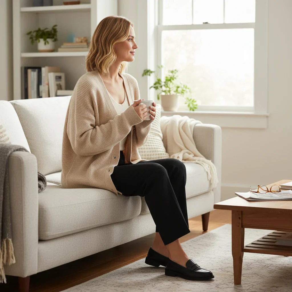 Wren | Women's Oversized Ribbed Knit Cardigan Cream Button Front
