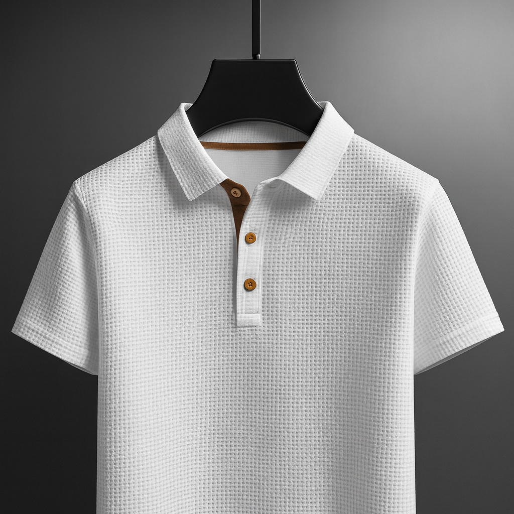 Axel | Men's Polo Shirt Light Blue Textured Short Sleeve