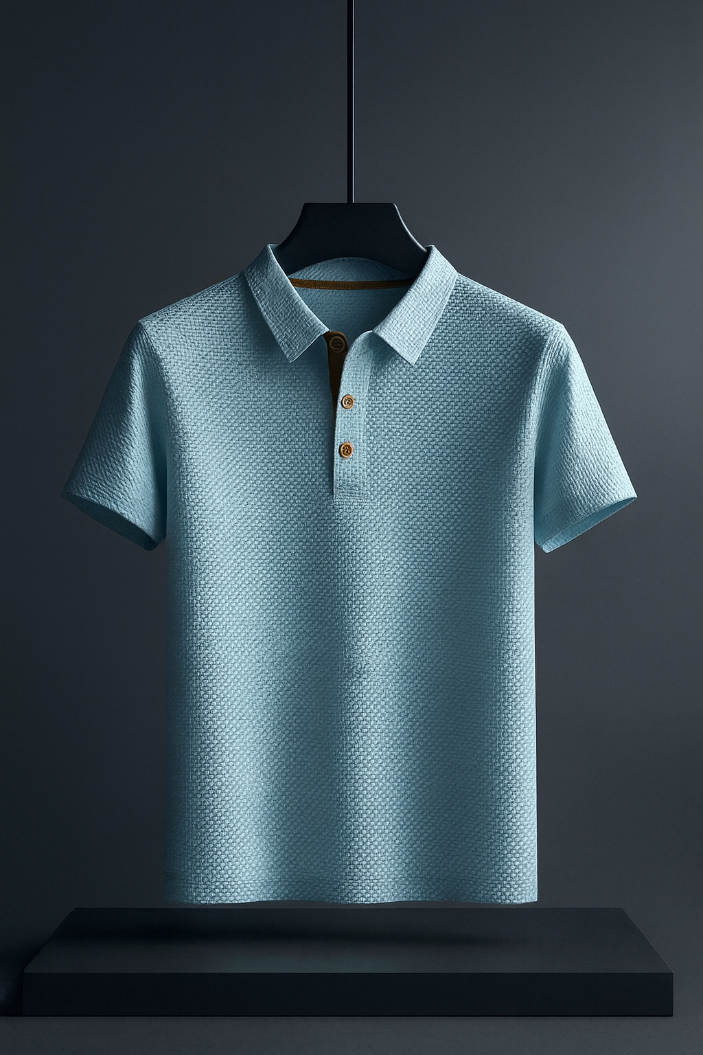 Axel | Men's Polo Shirt Light Blue Textured Short Sleeve