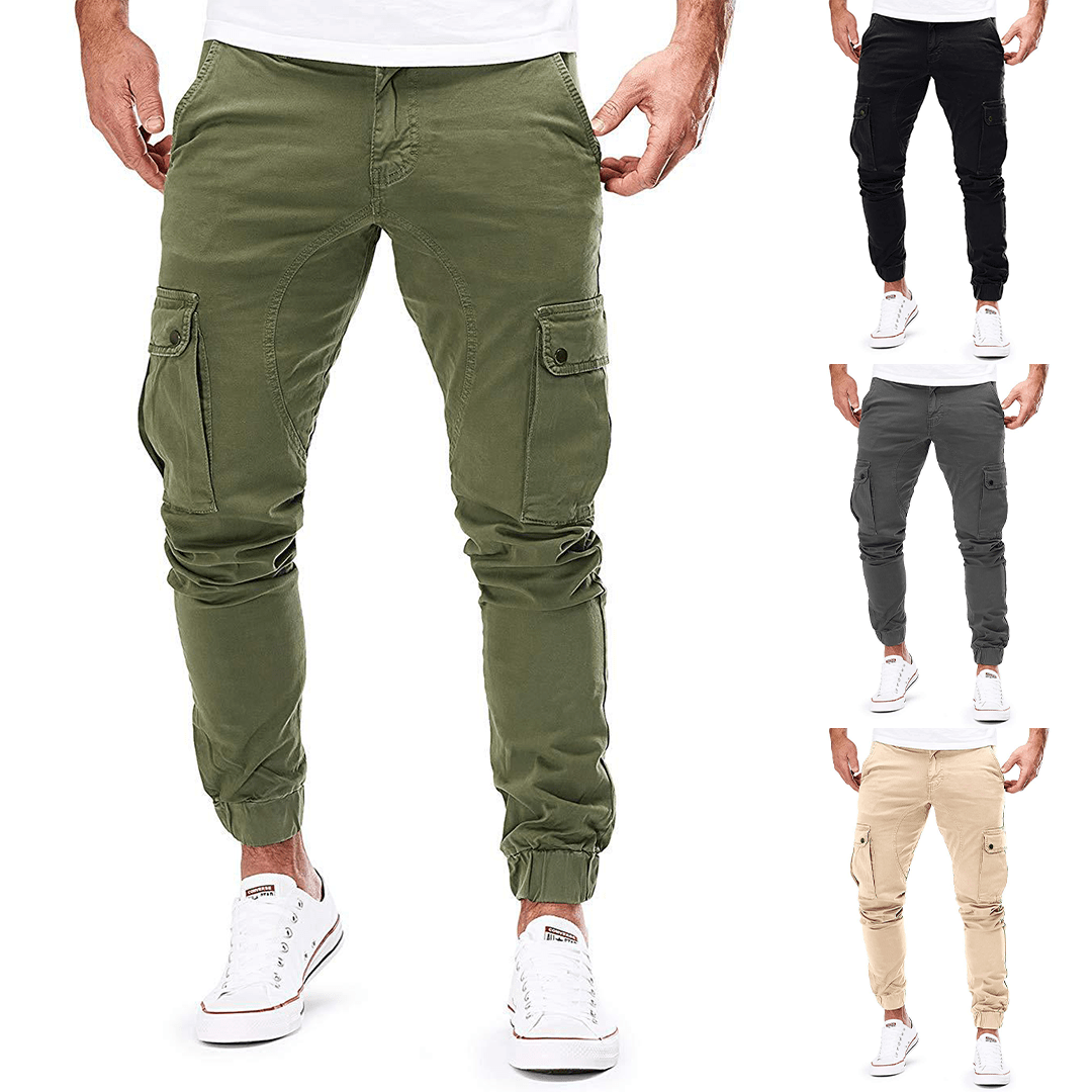 Arlo | Men's Cargo Pants Beige Tapered Calf Pocket