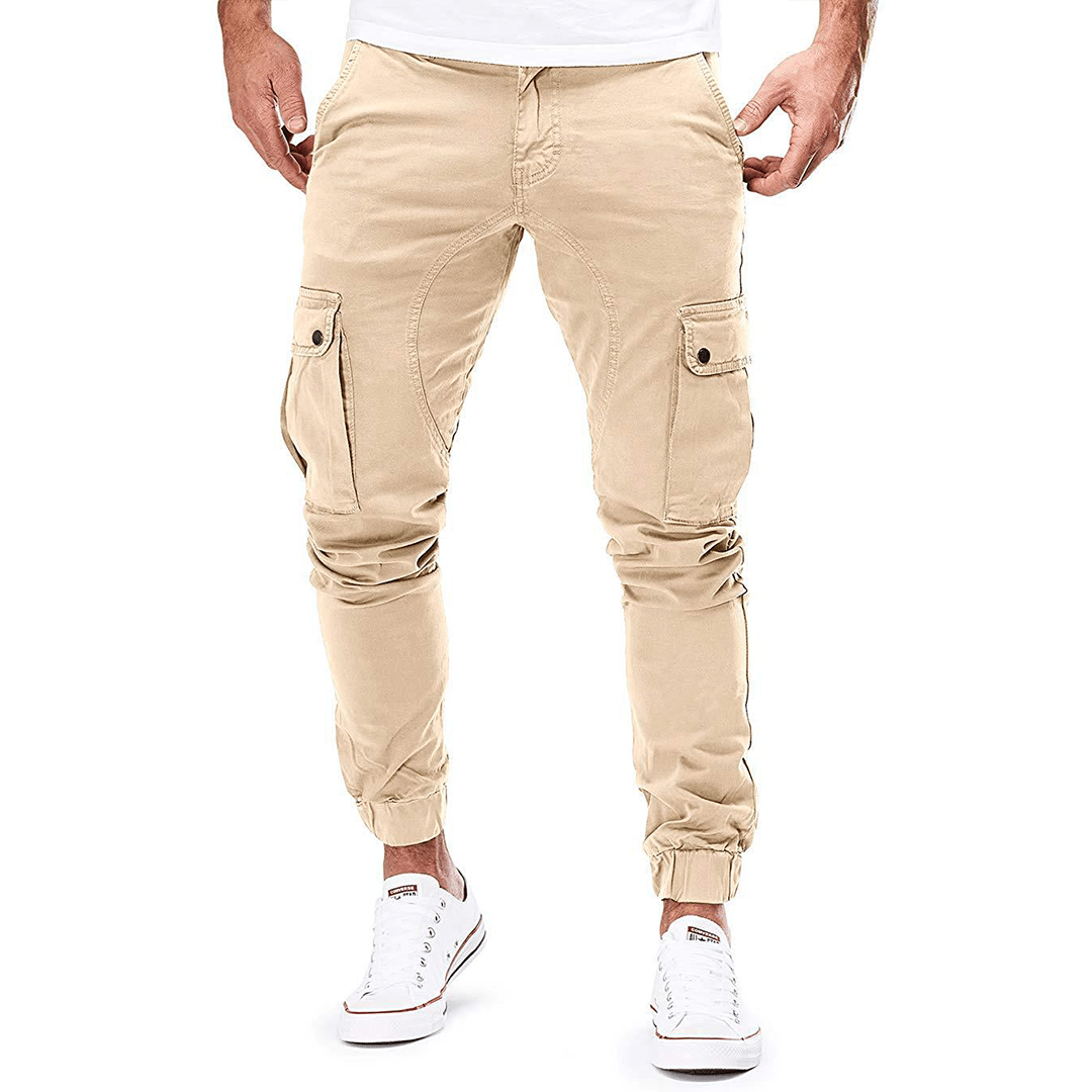 Arlo | Men's Cargo Pants Beige Tapered Calf Pocket