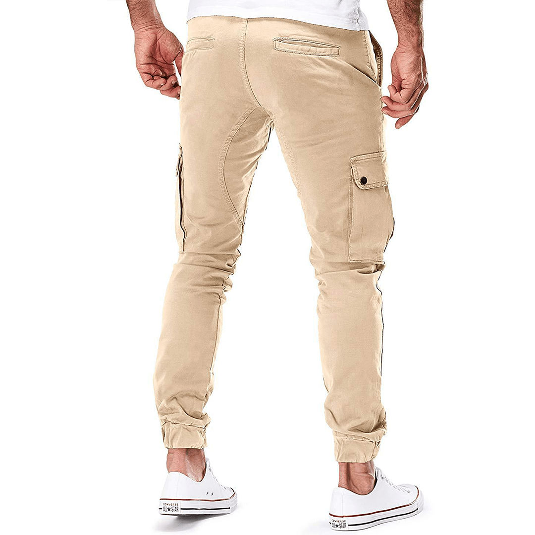 Arlo | Men's Cargo Pants Beige Tapered Calf Pocket