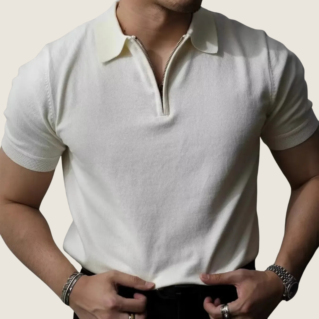 Axel | Men's Quarter Zip Polo Shirt Black