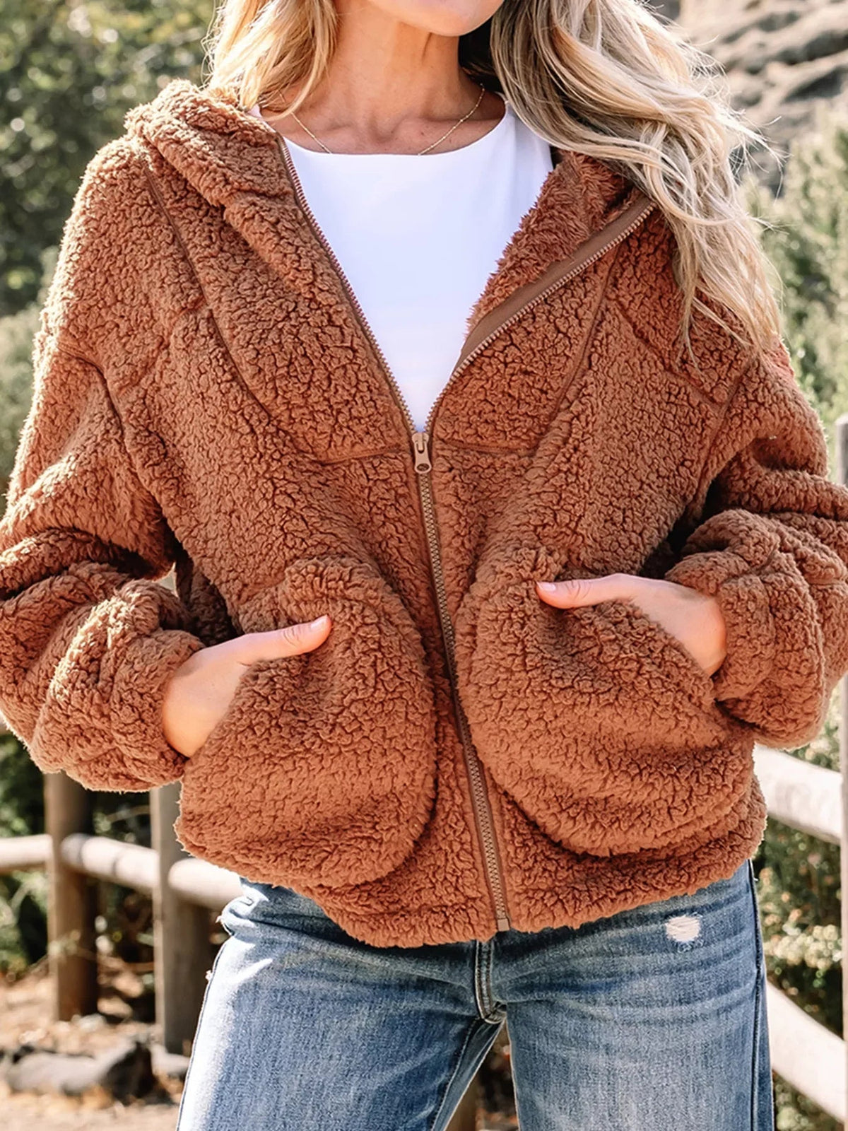 Dama Washington Avalon women's relaxed fit zip up jacket - front view