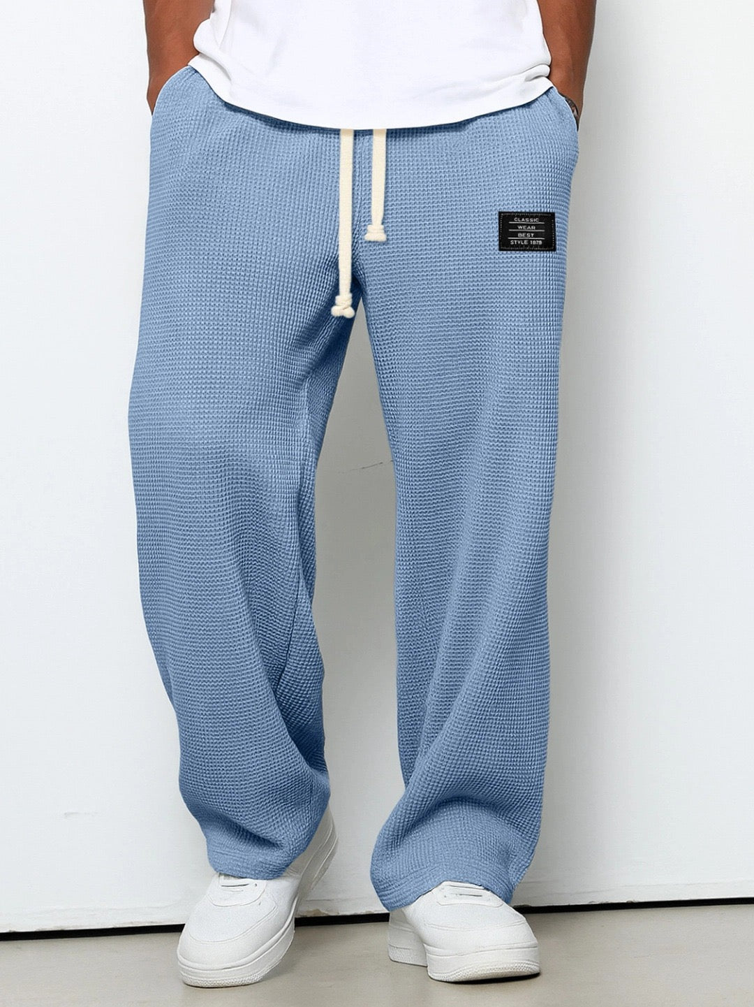 Axel | Men's Relaxed Fleece Pants Light Blue Drawstring