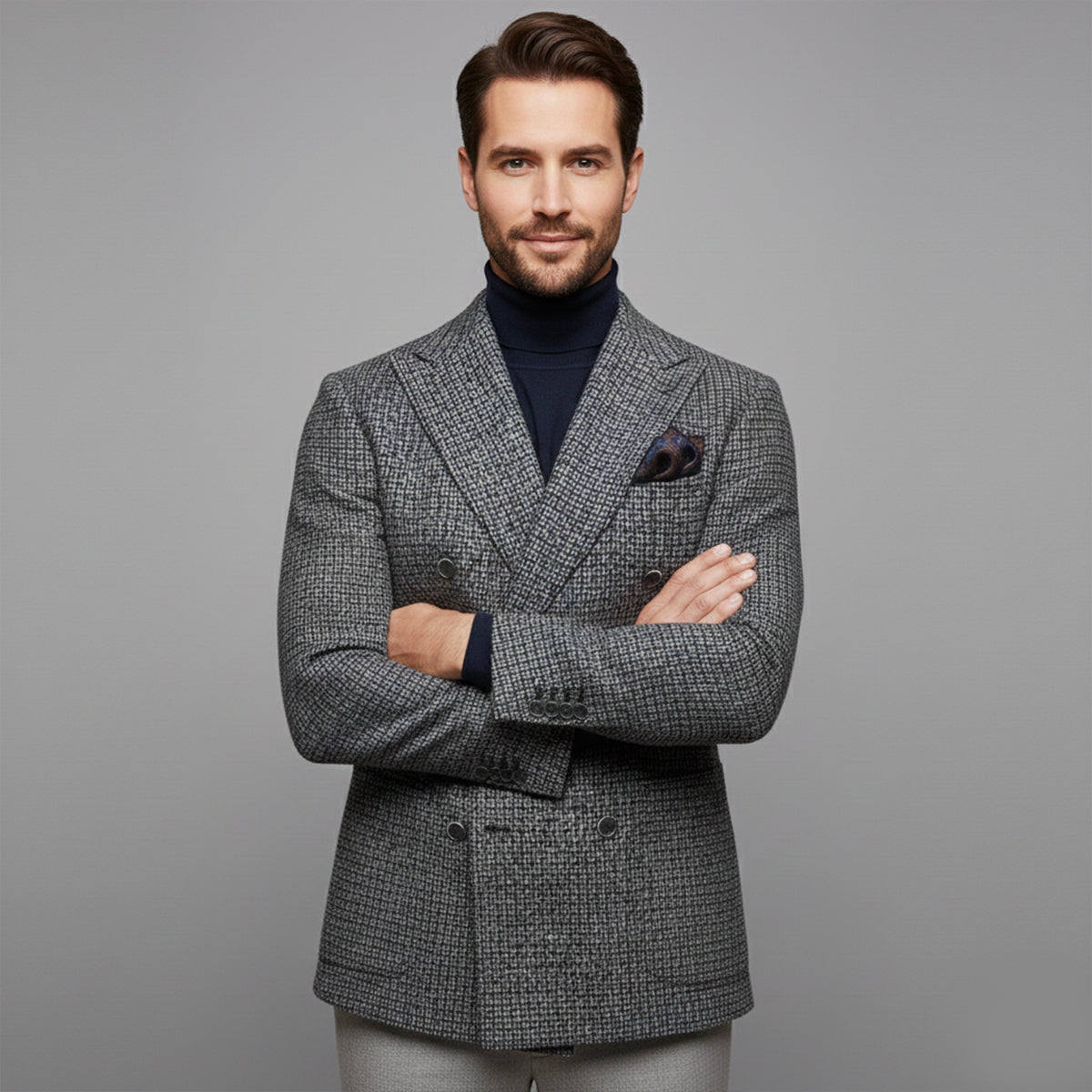 Sage | Men's Check Blazer Mauve Double Breasted