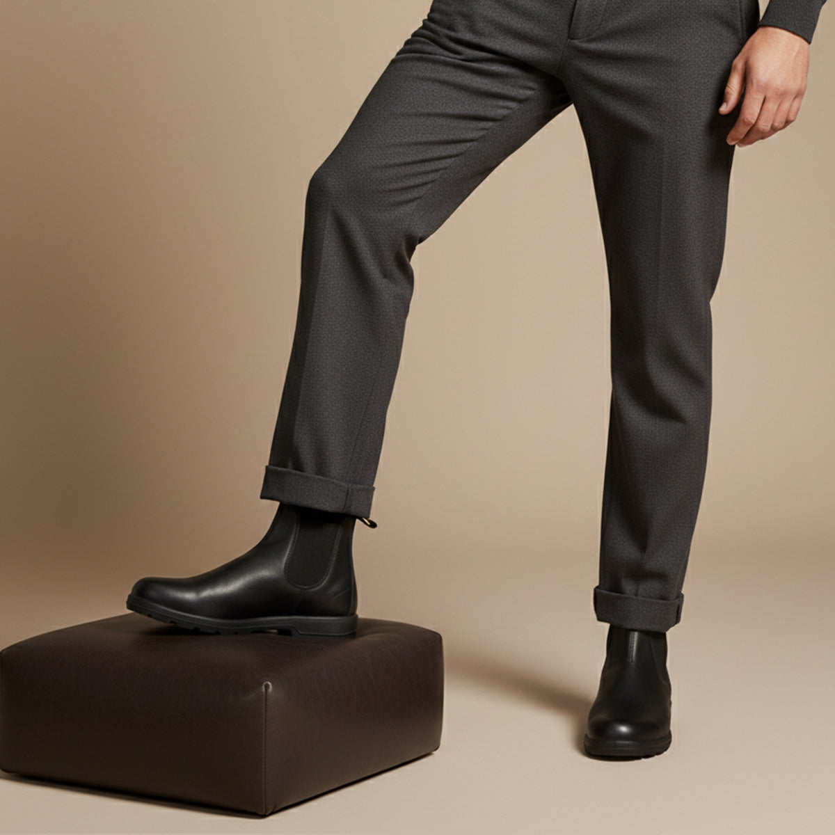 Bram | Men's Suede Chelsea Boot Brown Black Sole
