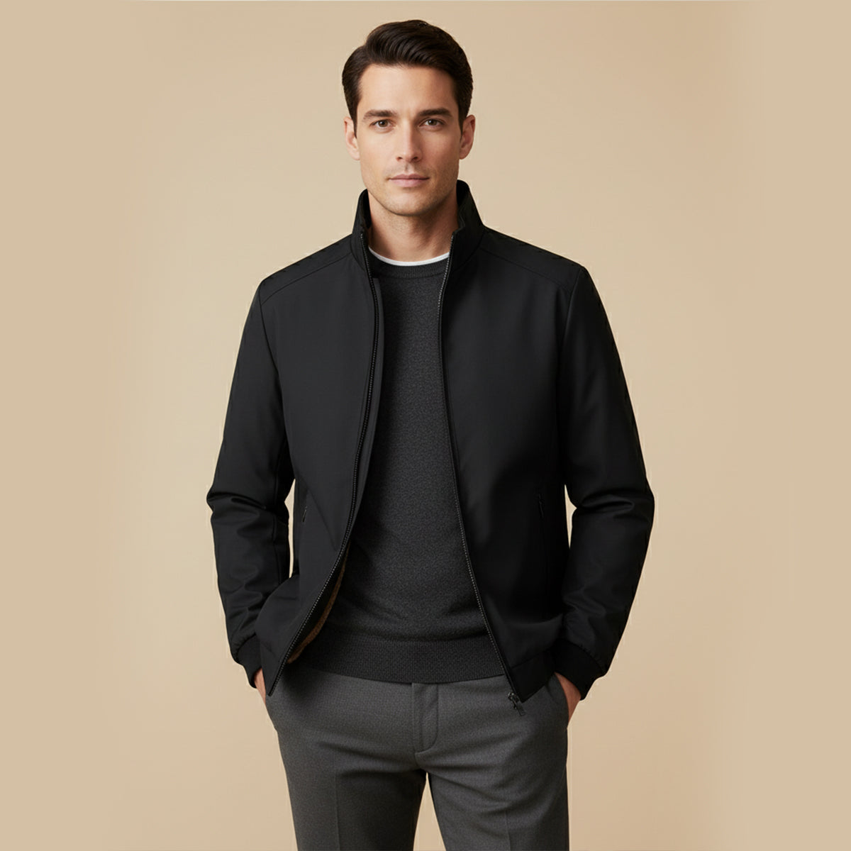 Vance | Men's Fleece Lined Winter Jacket Navy Waterproof