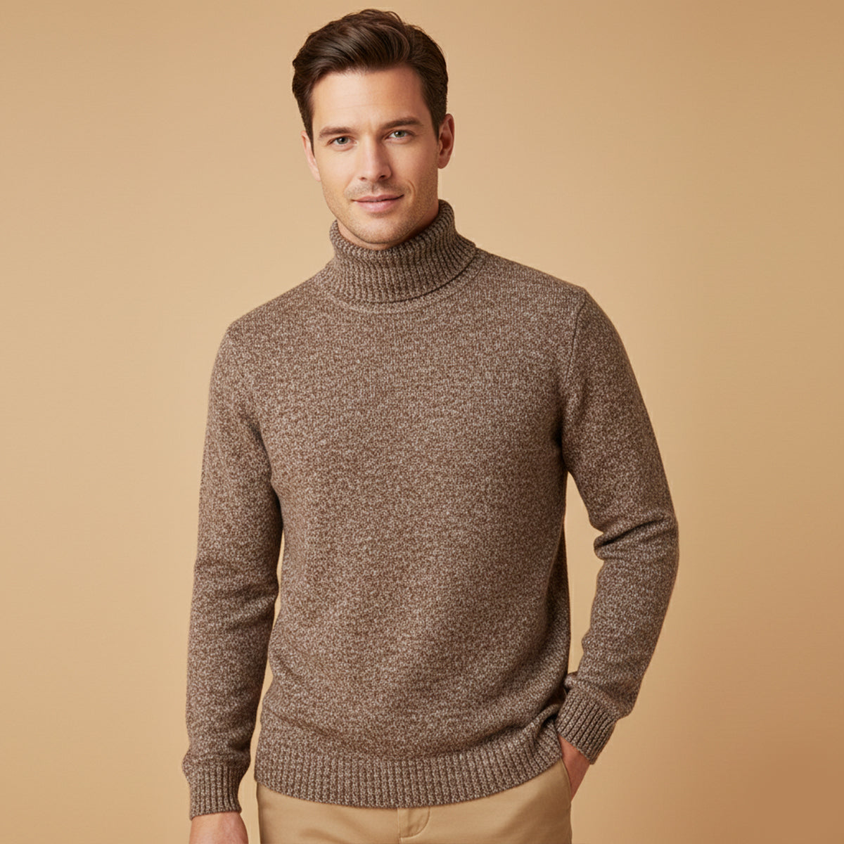 Bram | Men's Turtleneck Sweater Gray Merino Wool