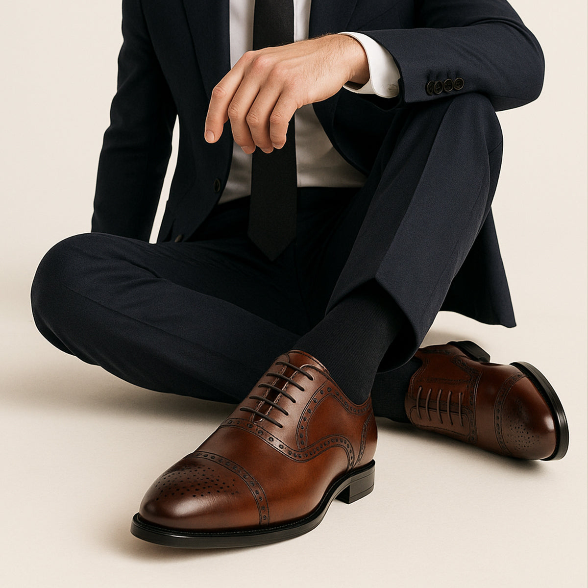 Luca | Men's Brown Leather Oxford Brogue Dress Shoes