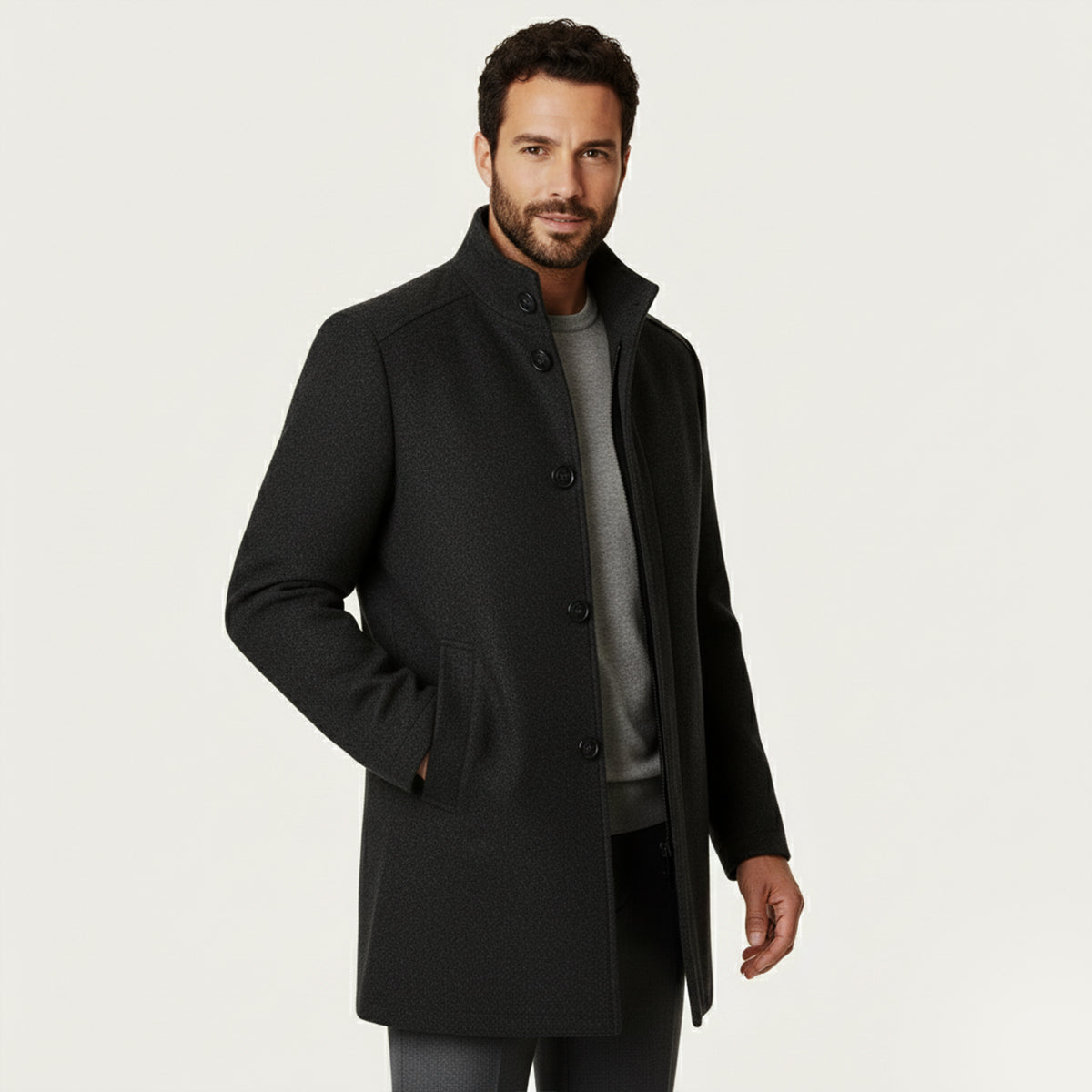 Hugo | Men's Wool Overcoat Brown Button Up