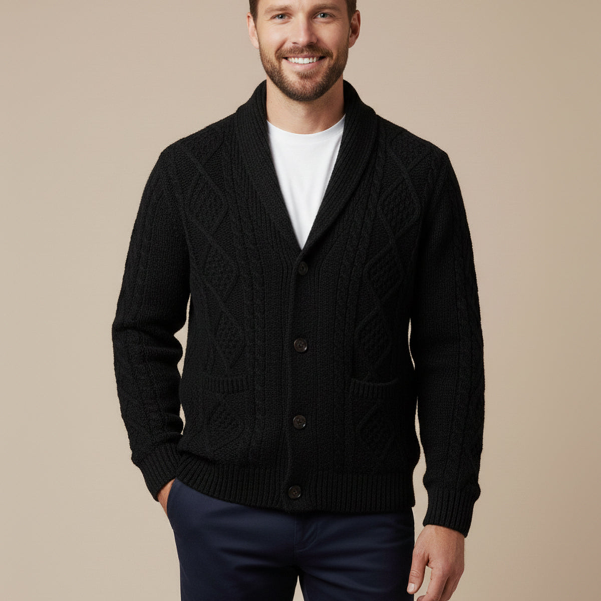 Rowan | Men's Cashmere Cardigan Charcoal Gray Button Up