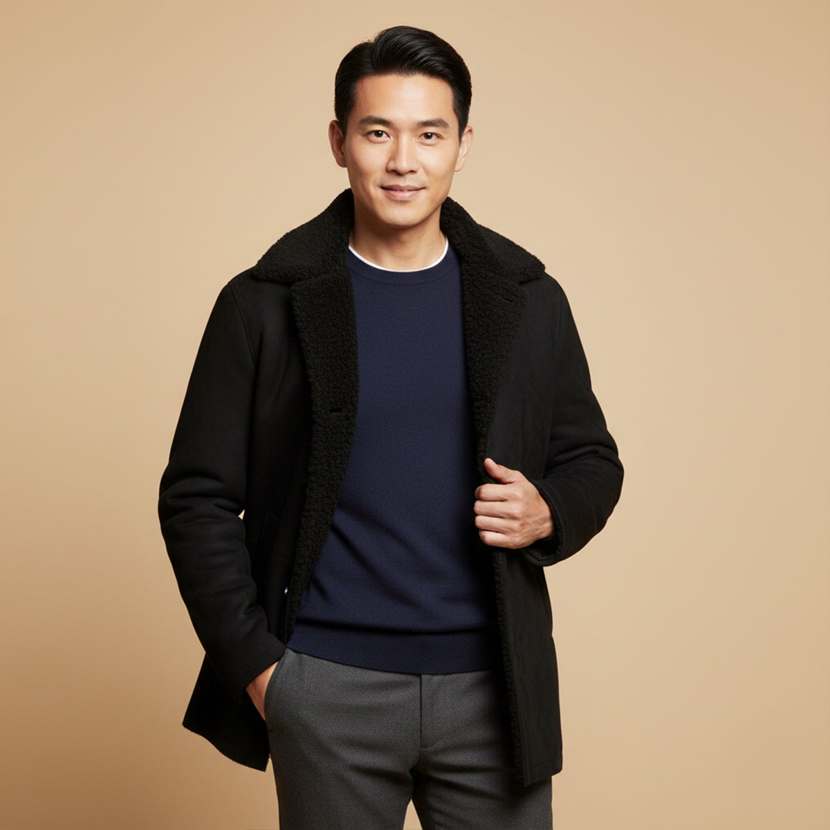 Ezra | Men's Sherpa Lined Brown Jacket Button Up