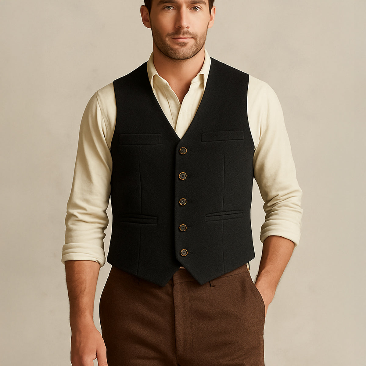 Bram | Men's Sweater Vest Charcoal Gray Button Up