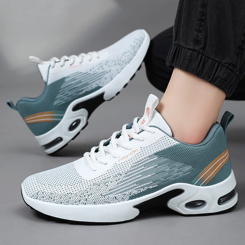 Axel | Men's White Black Knit Lace Up Athletic Sneaker