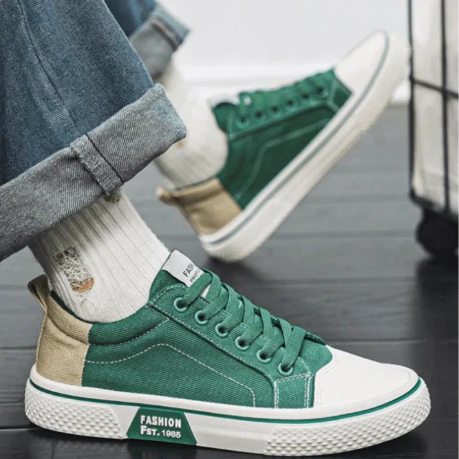 Axel | Men's Canvas Lace Up Sneakers Navy Cream