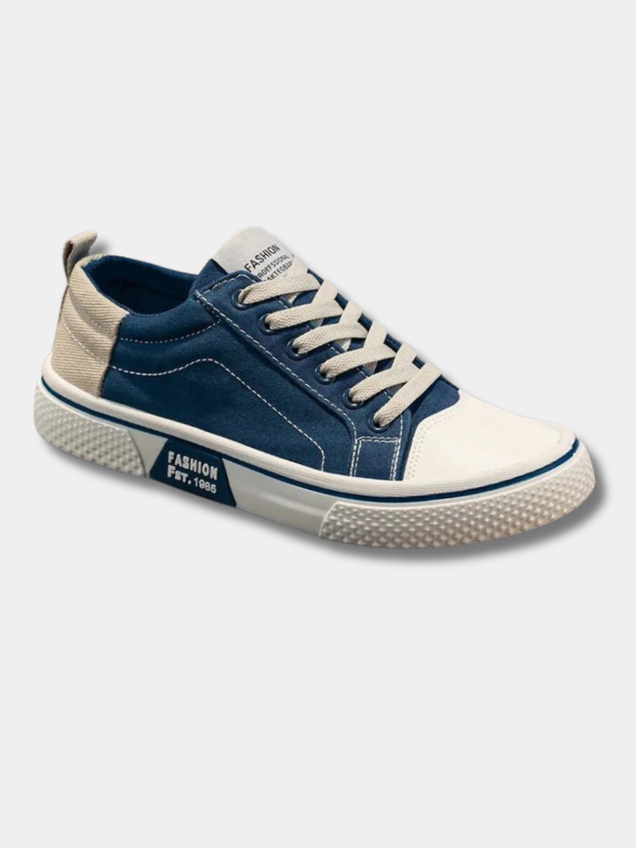 Axel | Men's Canvas Lace Up Sneakers Navy Cream