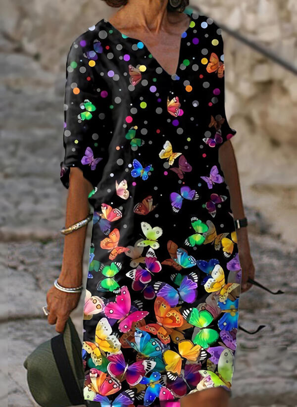 Ada | Women's V Neck Midi Dress Navy Floral Print