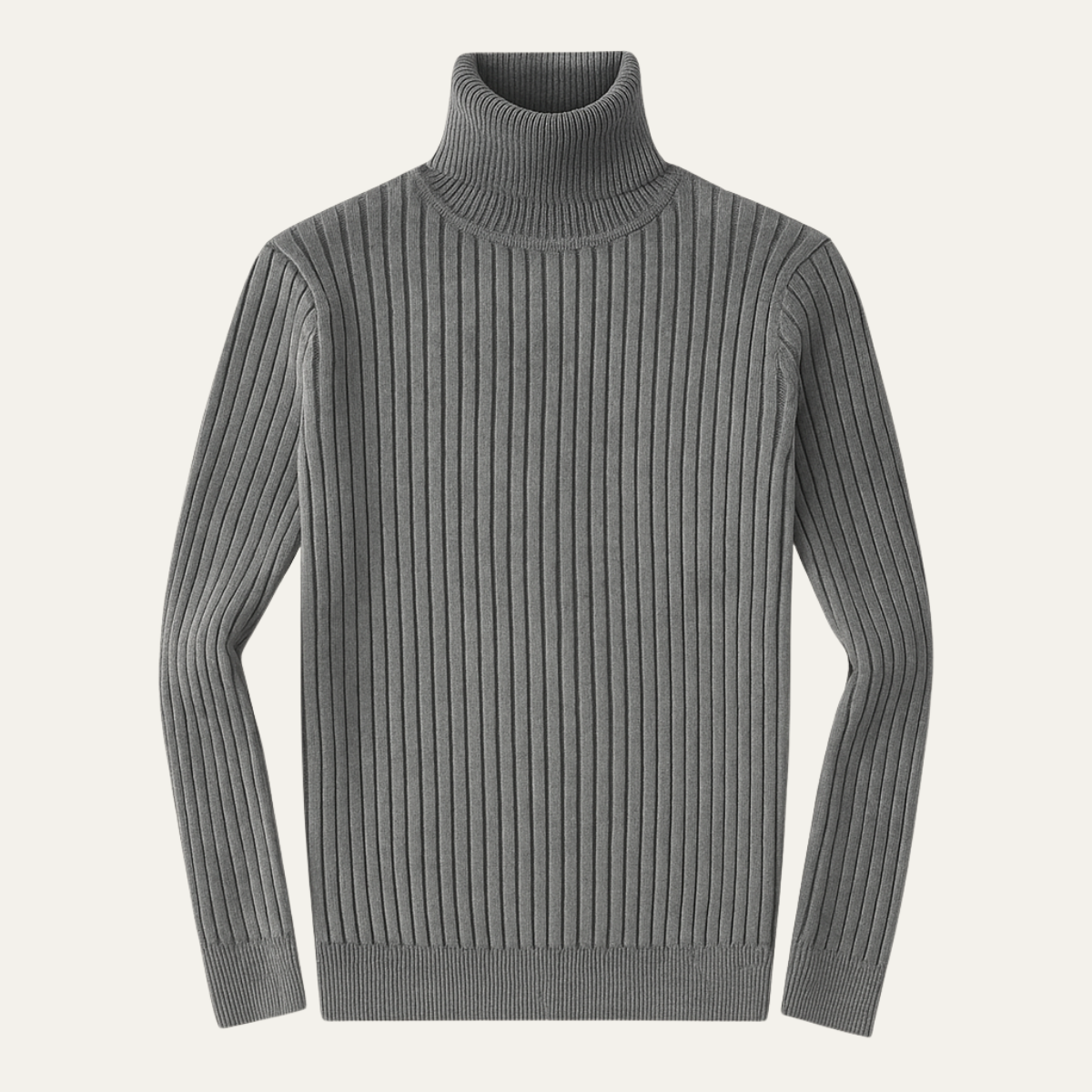 Jasper | Men's Turtleneck Ribbed Knit Sweater Gray