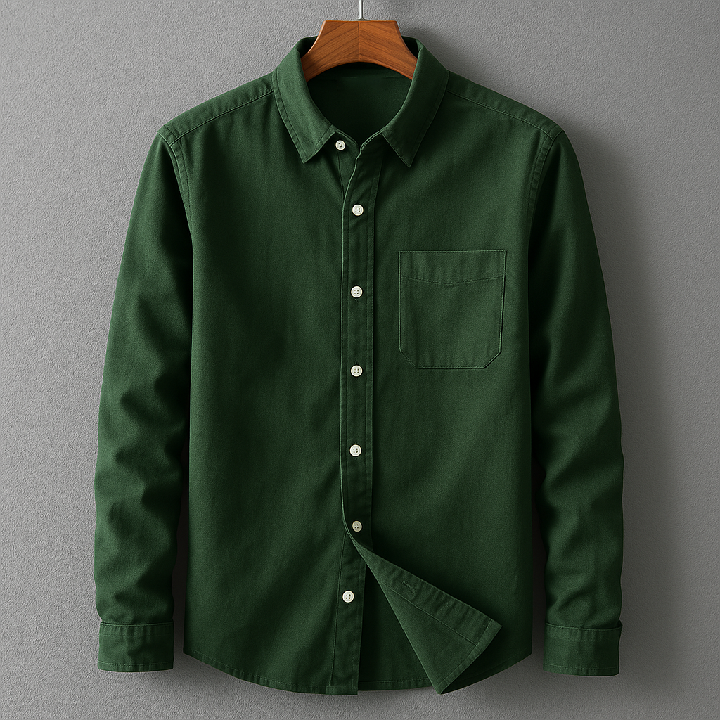 Bram | Men's Denim Shirt Navy Long Sleeve Button Up