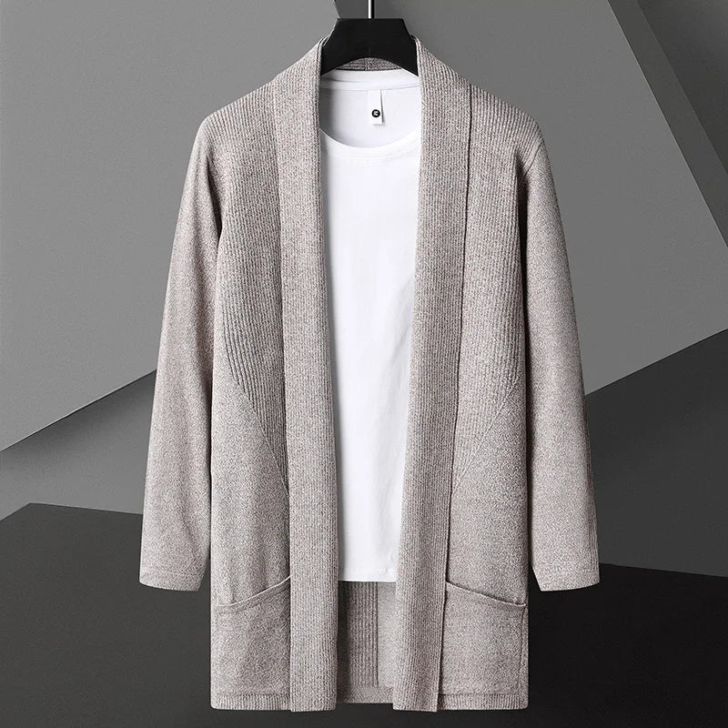 Beau | Men's Cardigan Sweater Gray Long Sleeve Open Front