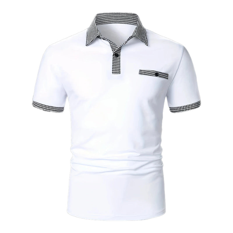 Knox | Men's Polo Shirt Navy White Checkered Collar