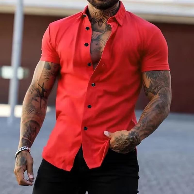 Axel | Men's Casual Short Sleeve Button Up Shirt Blue