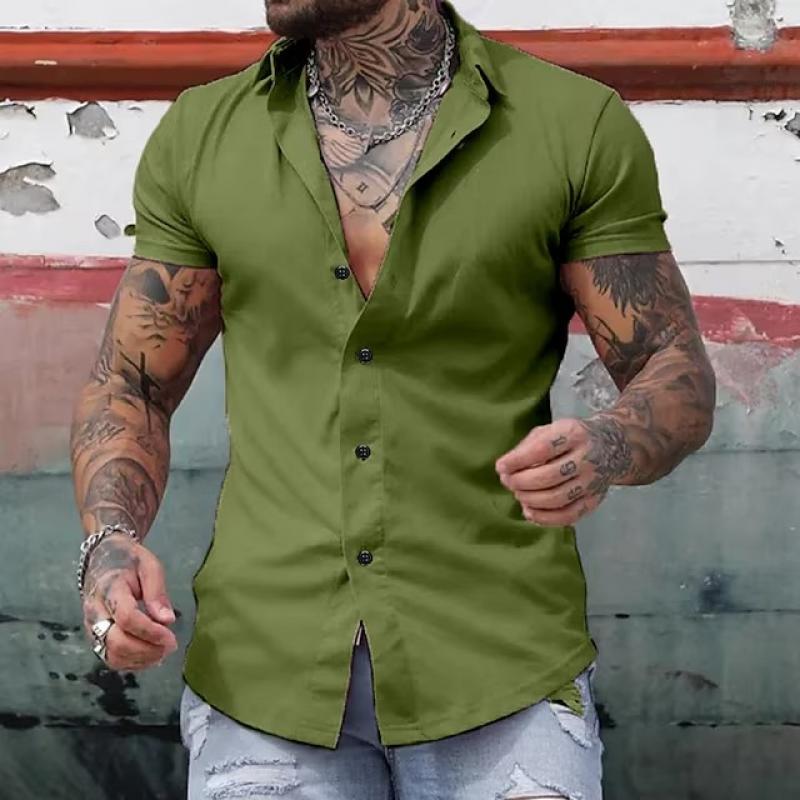Axel | Men's Casual Short Sleeve Button Up Shirt Blue