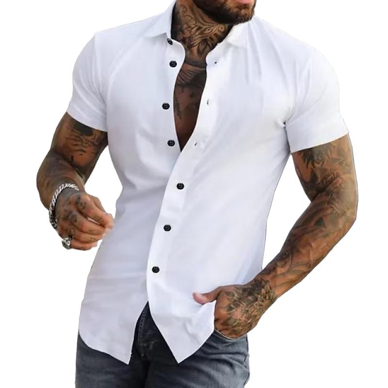 Axel | Men's Casual Short Sleeve Button Up Shirt Blue