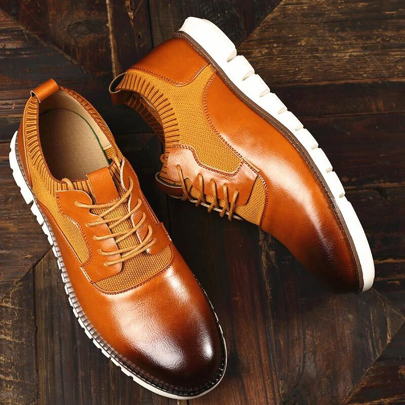 Jude | Men's Cognac Leather Oxford Shoes White Sole