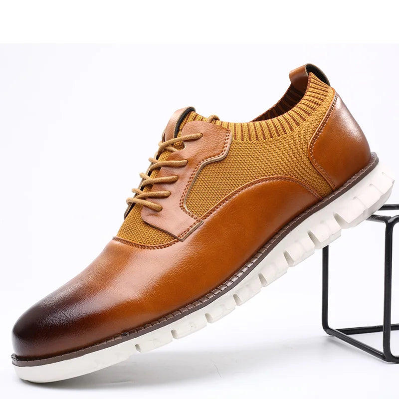 Jude | Men's Cognac Leather Oxford Shoes White Sole