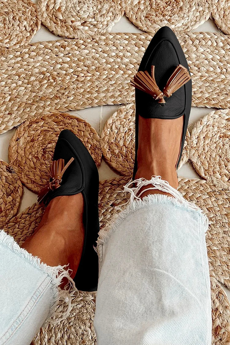 Aria | Women's Leather Loafers Tassel Black Brown