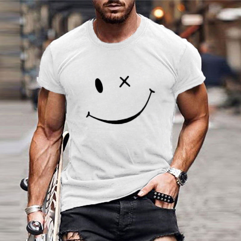 Max | Men's Graphic Tee White Smiley Face Print