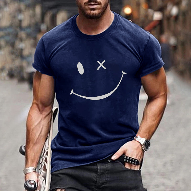 Max | Men's Graphic Tee White Smiley Face Print