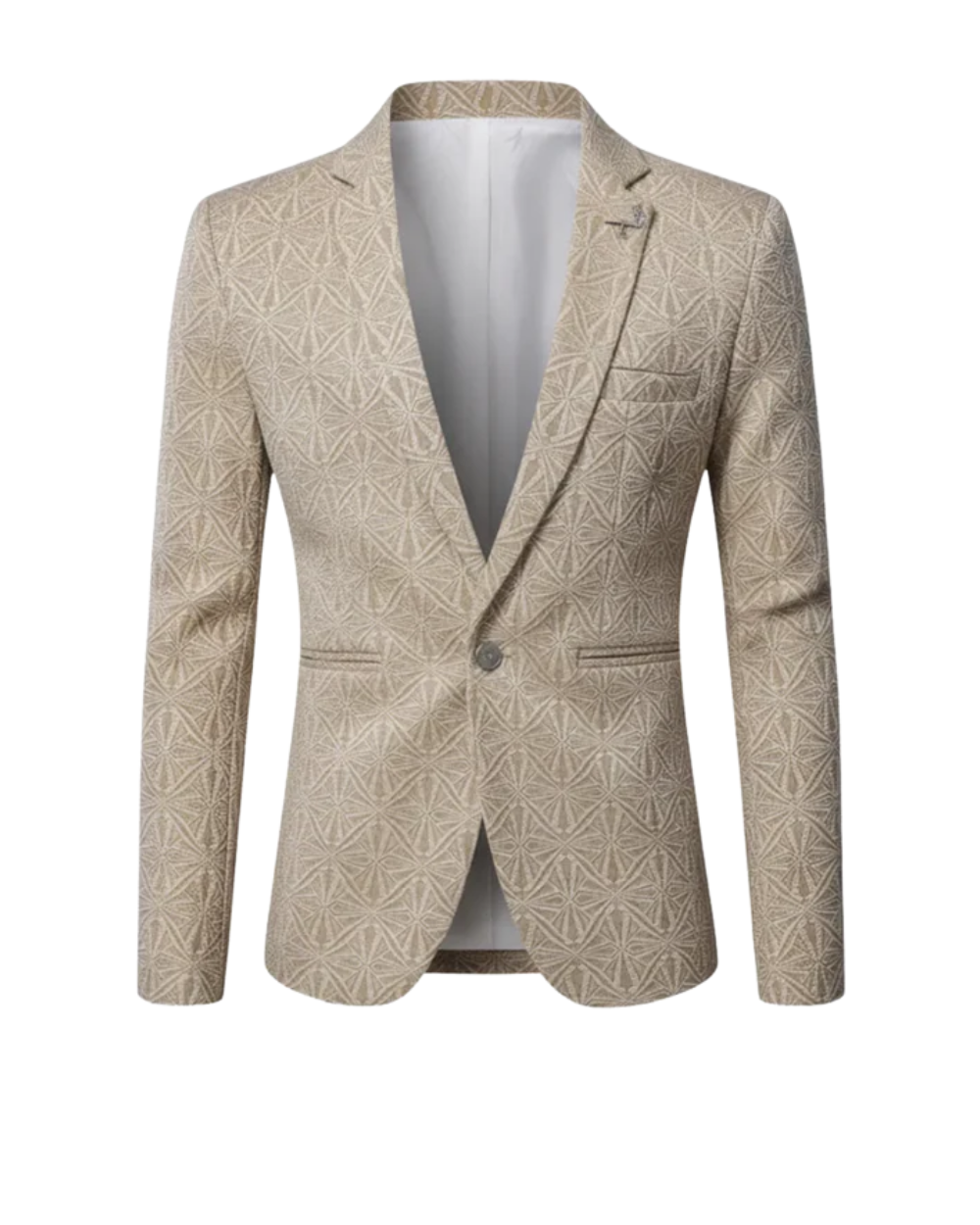 Ash | Men's Cream Geometric Pattern Tailored Blazer Single Button