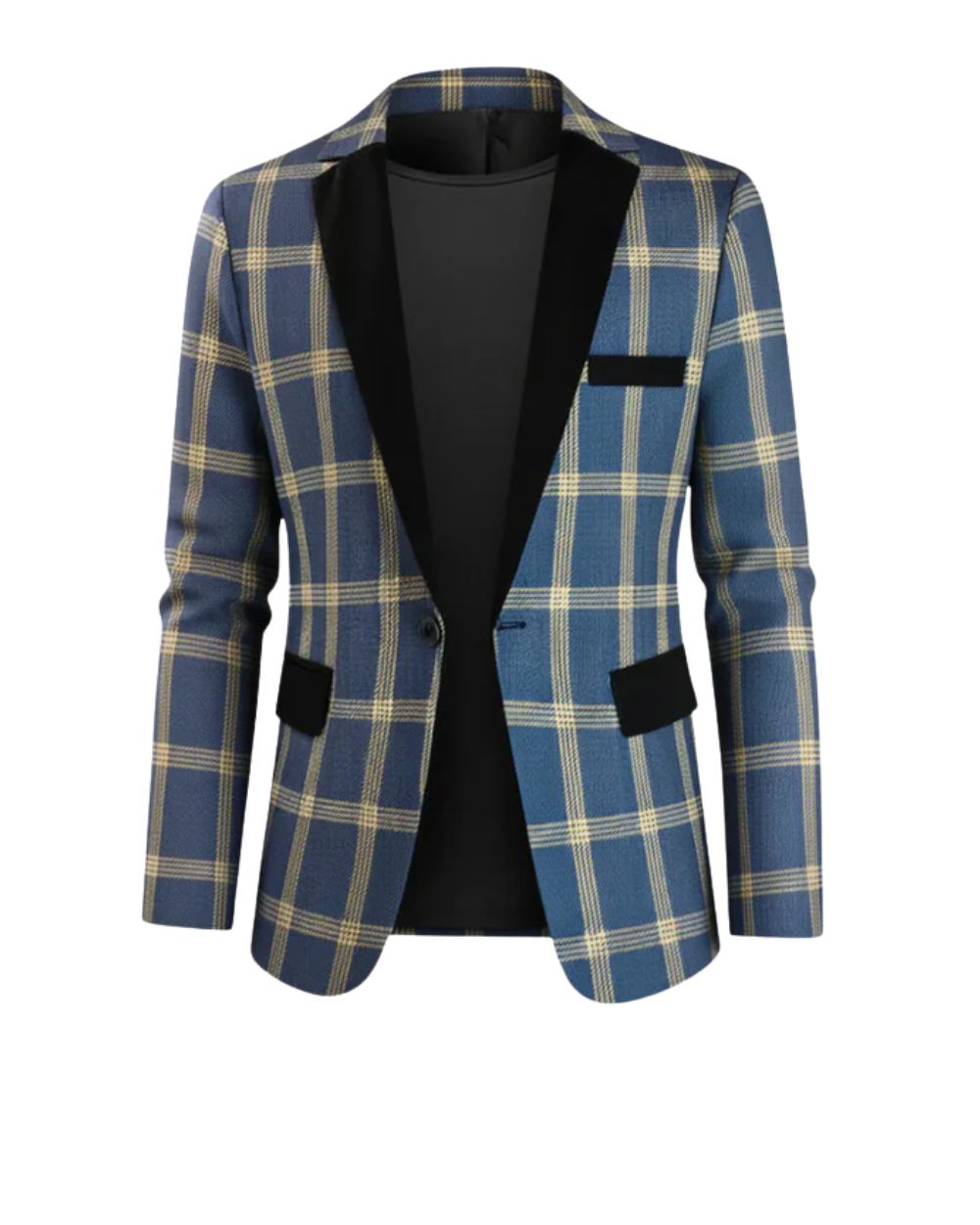 Axel | Men's Check Blazer Navy Gold Single Breasted