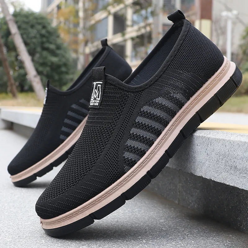Kade | Men's Knit Slip On Sneakers Tan Black Sole