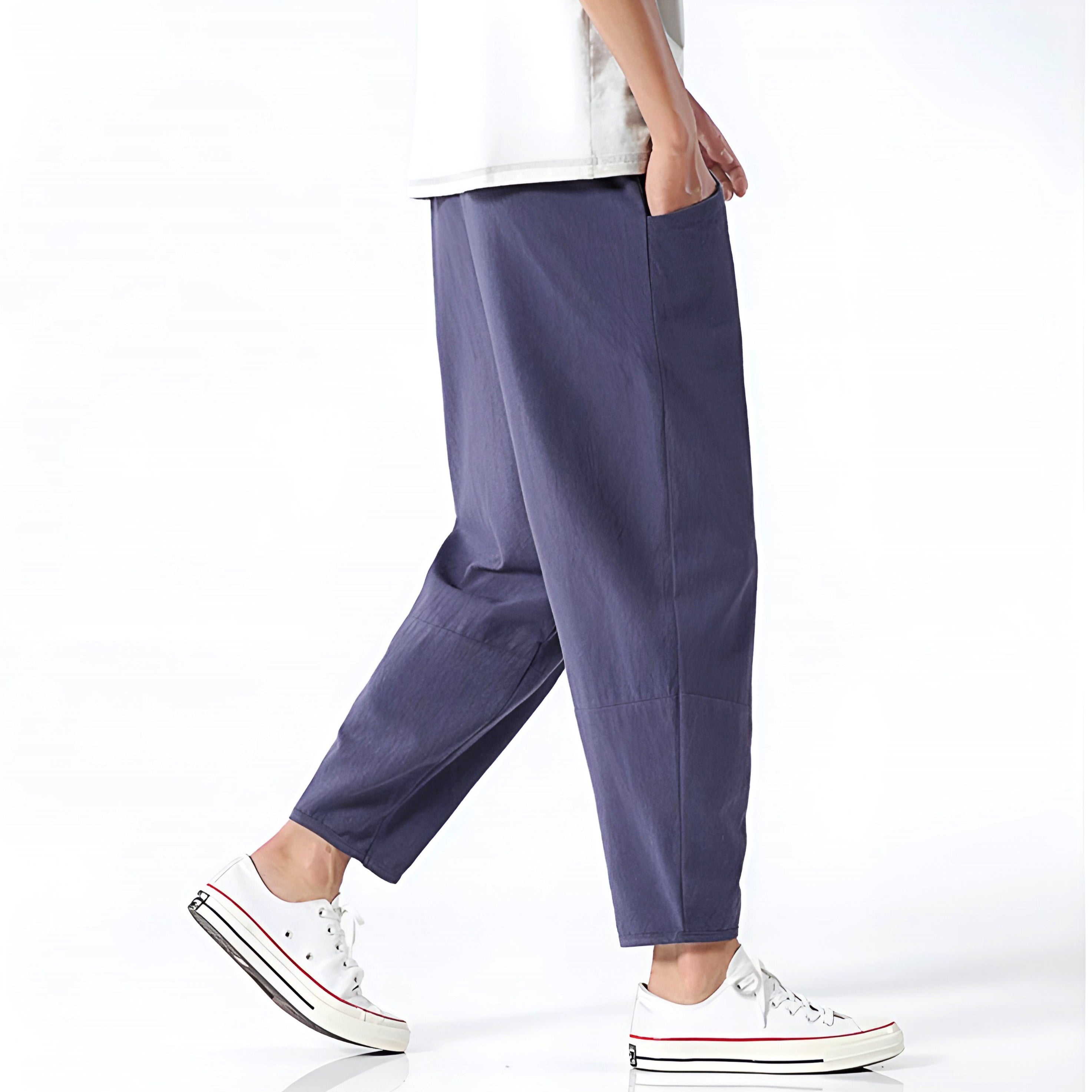 Callum | Men's Relaxed Fit Linen Pants Blue