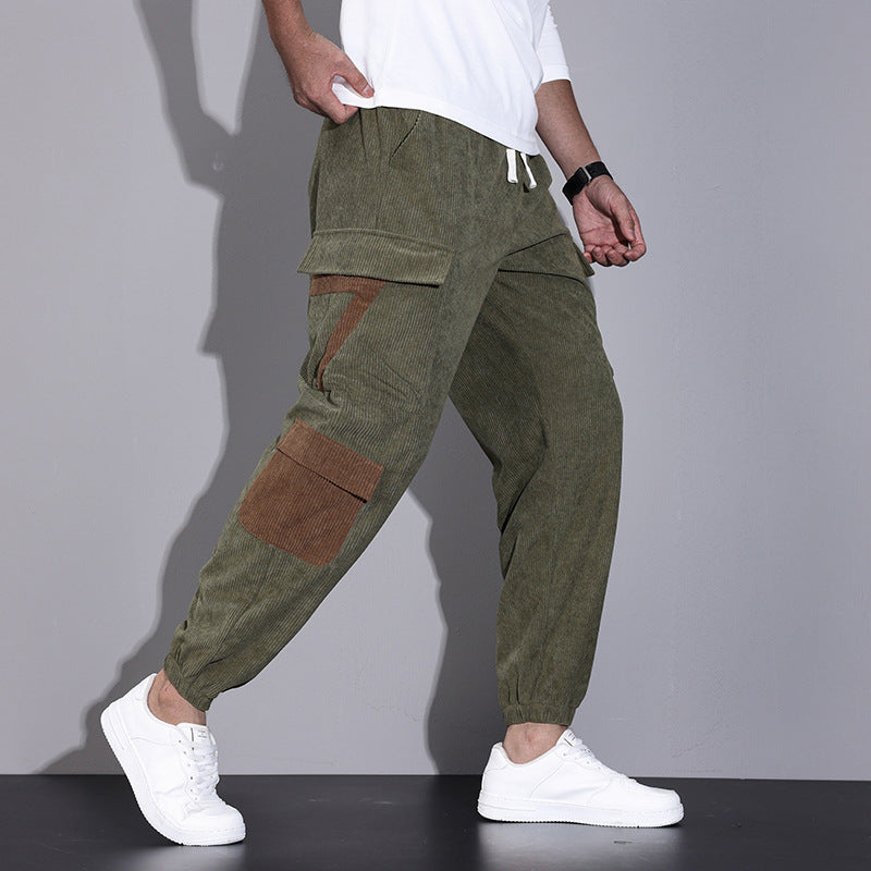 Axel | Men's Cargo Pants Black Brown Pockets Jogger Cuffs