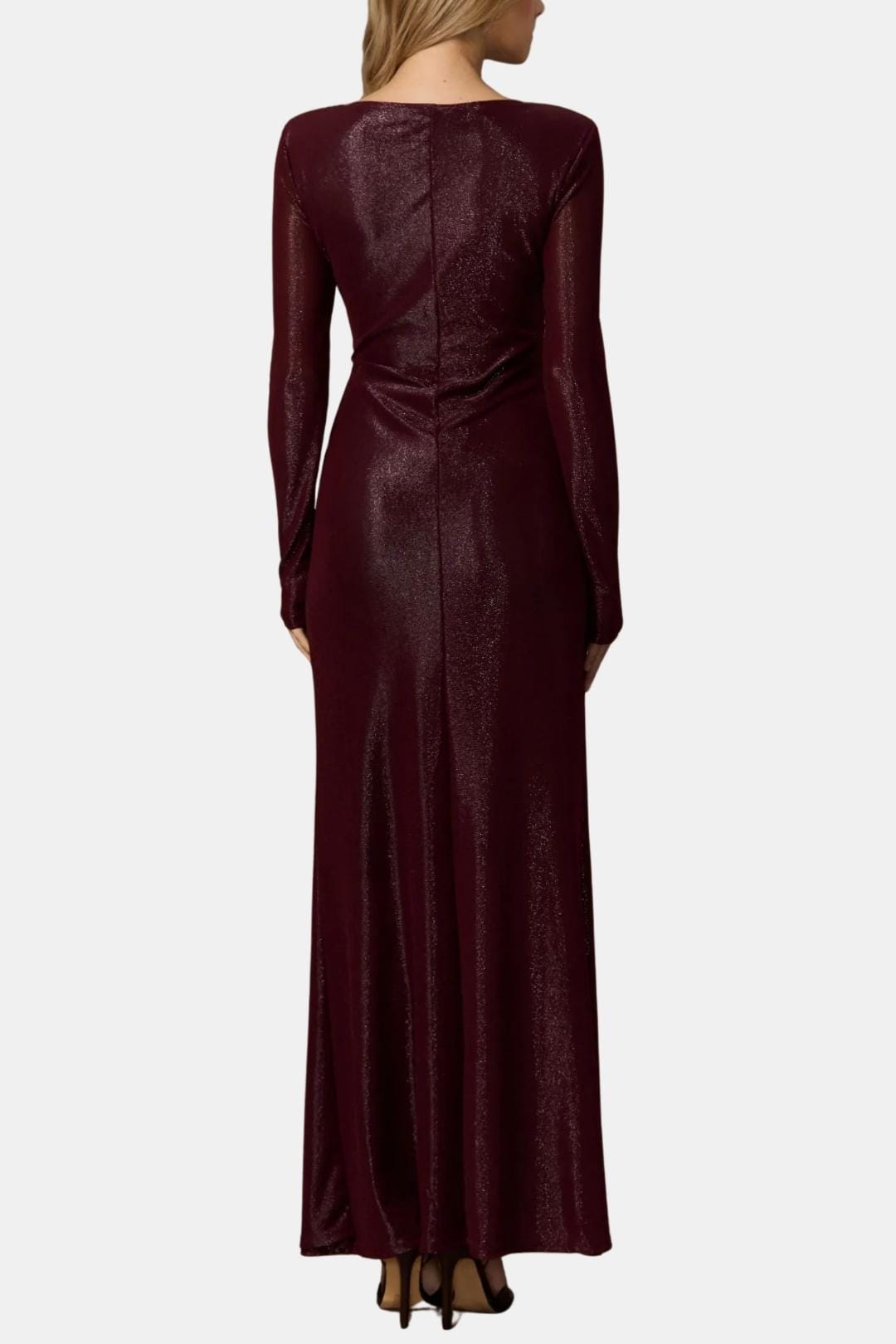 Aria | Women's Long Sleeve Maxi Dress Burgundy Ruched