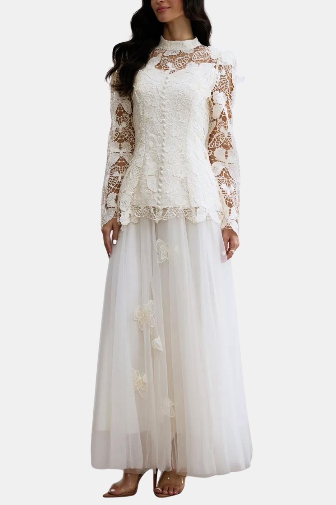 Rue | Women's Long Sleeve Lace Maxi Dress Black
