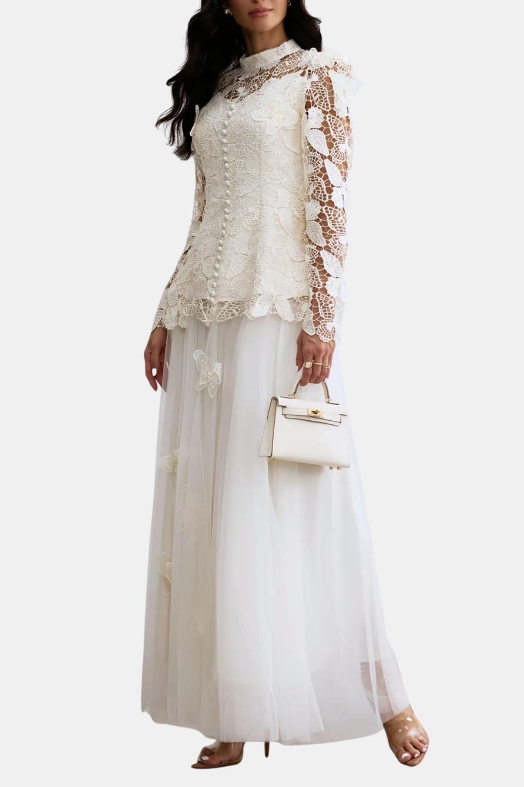 Rue | Women's Long Sleeve Lace Maxi Dress Black