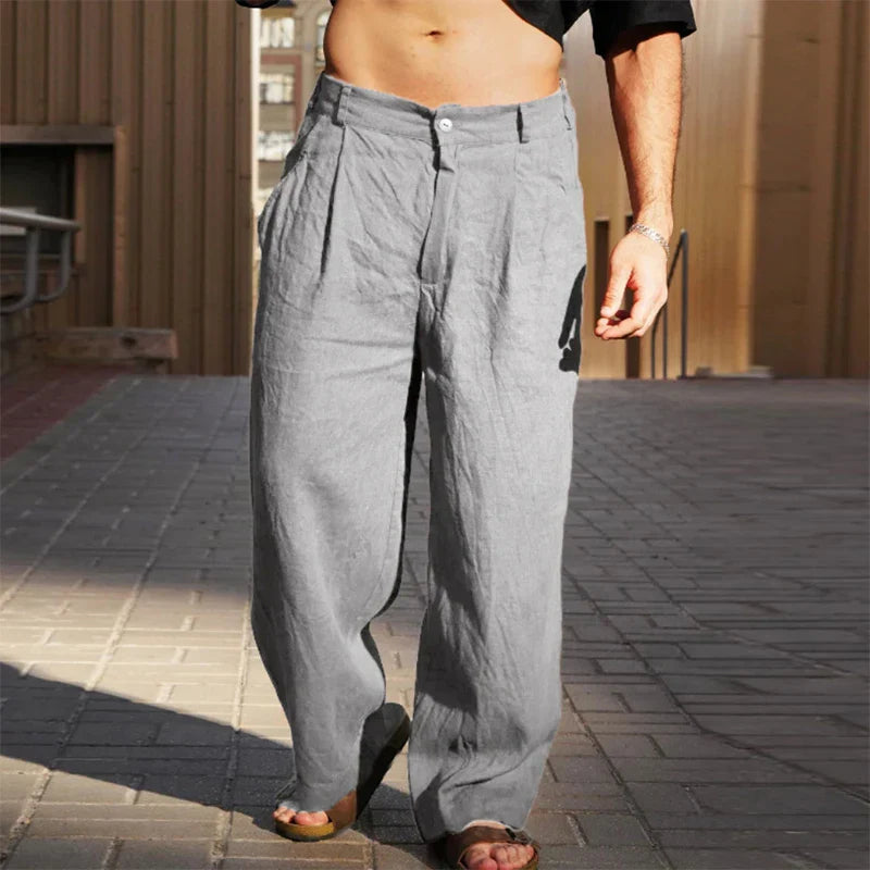 Omar | Men's Relaxed Linen Pants Brown