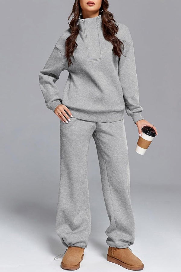 Ada | Women's Sweat Set Cream Oversized Quarter Zip