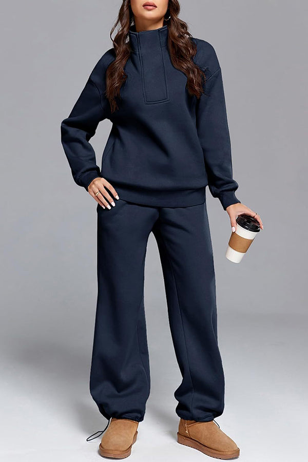 Ada | Women's Sweat Set Cream Oversized Quarter Zip