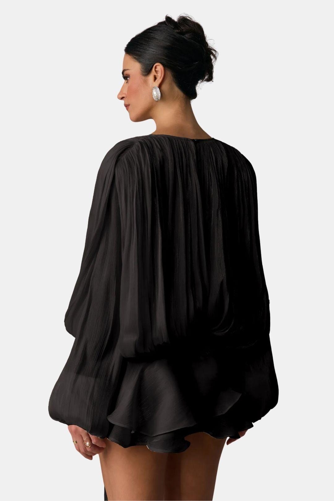 Rue | Women's Chiffon Wrap Top Cream Long Sleeve