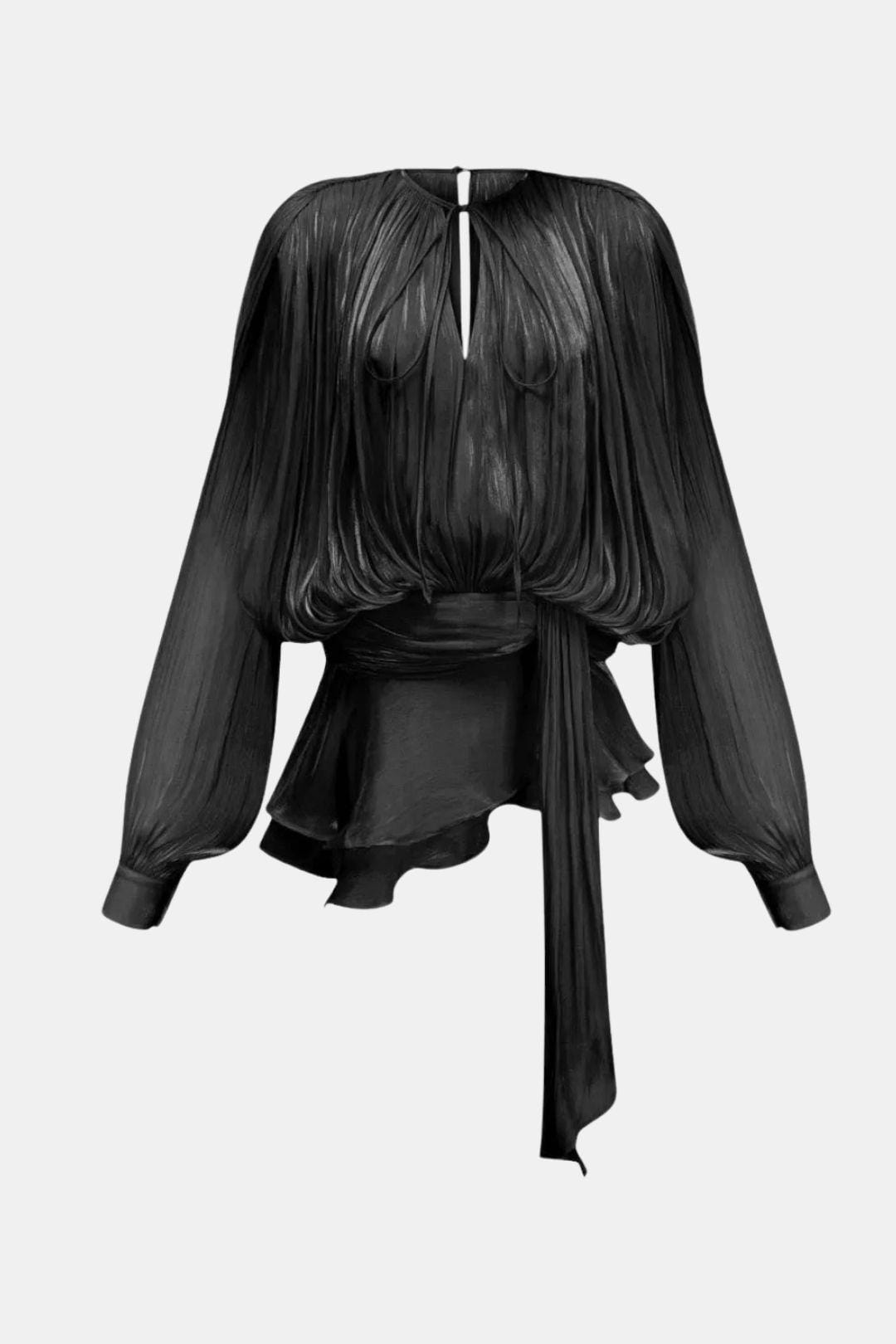 Rue | Women's Chiffon Wrap Top Cream Long Sleeve